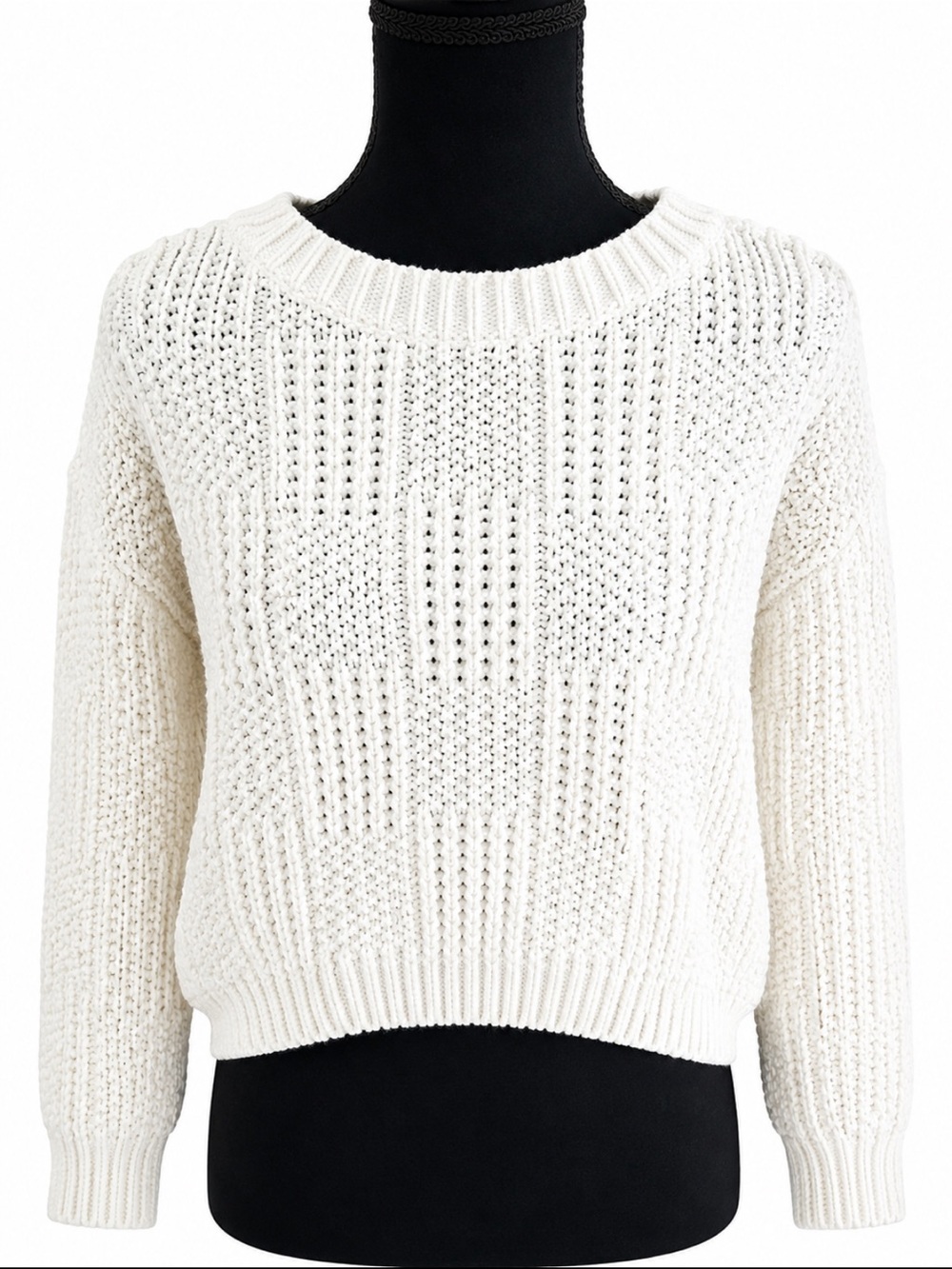 Willow & Wind Cream Chunky Knit Cropped Sweater Size Large NWO